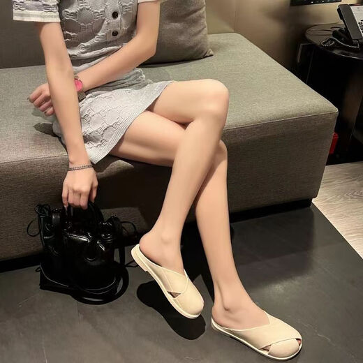 女士凉鞋凉拖鞋女外穿软底网红包头舒适懒人拖鞋软底凉拖鞋女 688-白色 38-39 适合37-38的脚
