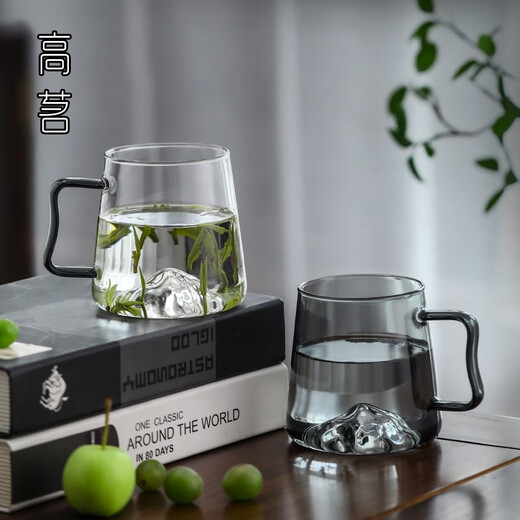 Gaoming (Gaoming) Copa de vidrio japonesa Copa de agua a gran capacidad Agua de alta temperatura Vista de montaña espesada de verano Copa de té verde creativa Copa de agua para beber 9195 Copa de montañismo 450ml
