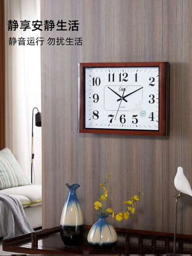 Living room wall clock silent bedroom office hanging table simple calendar clock household quartz clock perpetual calendar 6626 wood grain black disc simple 4934 cm