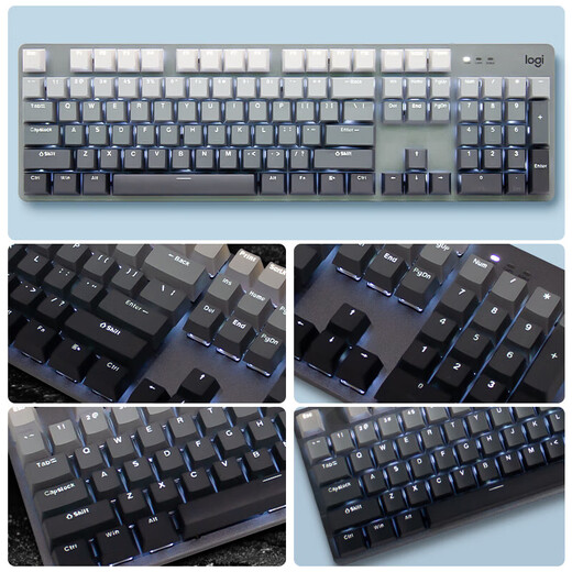 罗技（Logitech）K865无线机械键盘 G502 游戏电竞有线鼠标 无线蓝牙双模键盘（K845升级款）104键电竞键鼠套装 K845茶轴-晨曦灰+G502 HERO-黑防滑贴
