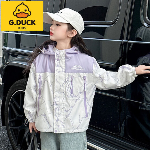 
G.DUCKKIDS girls' jacket spring and autumn style 2025 new children's clothing girls' middle-aged and big children's autumn hooded clothes children's autumn jacket pink 150