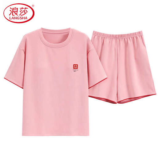 浪莎（LangSha）2025年夏季新款睡衣女纯棉短袖甜美休闲运动家居服套装 Z9859 M 【建议80-100斤穿】