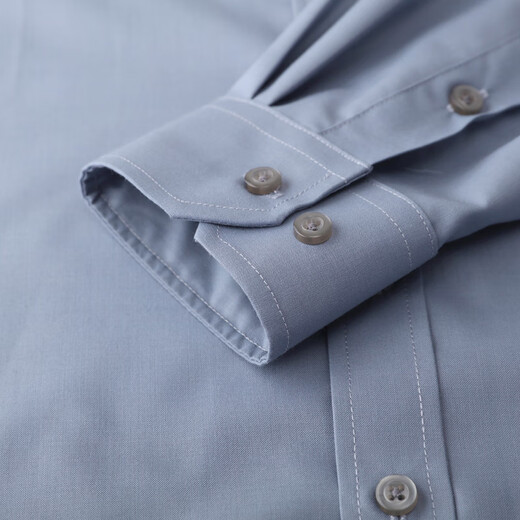 Qinchi Herrenhemd mit langen Ärmeln loses und ältere Frühlings- und Sommerdünnstil, yeliang's vaters geschäftliches formales Hemd reine weiße 1308 gebogene Hem-Hem-Blau-gebogene Saum 3884a Uniform Größe