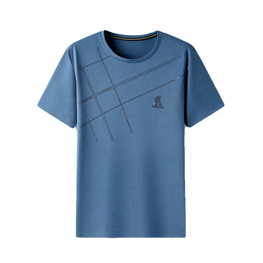 Camiseta de manga corta para hombres de mediana edad y ancianos y ancianos Top informal de seda de seda de hielo de hielo de mediana edad para ropa de verano para hombres 695 azul marino one size 165/s (recomendado 110 jin [Jin iguala 0.5 kg] o menos)
