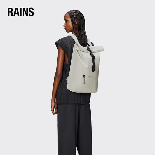 Rains【价】Rains潮流卷边新款男女双肩背包登山包电脑包/13320 星云白