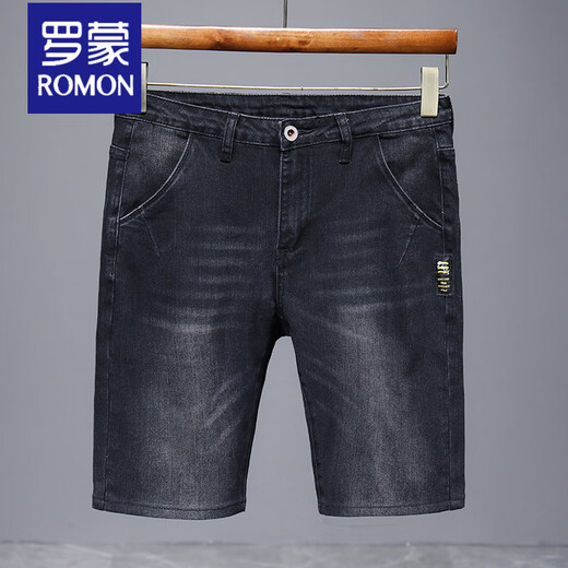 Romon (Romon) 2025 Neuer Sommer Dünne Denim Shorts Herren Fünf-Punkte-lose geradlinige mittelpants lässige, vielseitige Stretchhose Männer 671 Blue Grey 36 (2 Fuß 8)