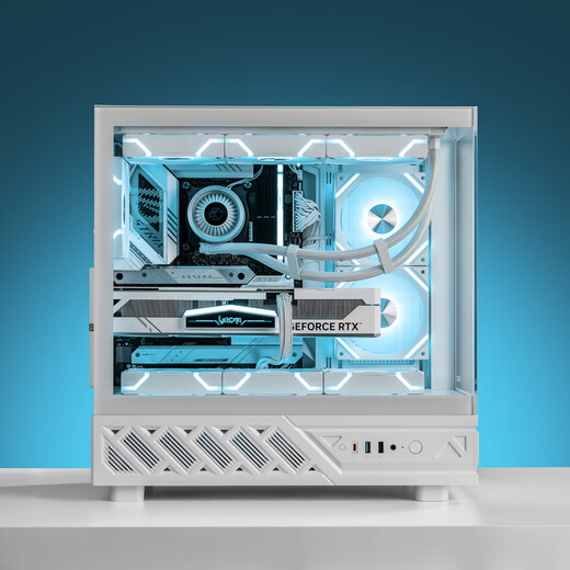 半岛铁盒（PADO）应龙沧溟 白色 ATX 游戏电脑台式机箱 支持360水冷 270°全视海景房 电源仓造型开孔高效散热