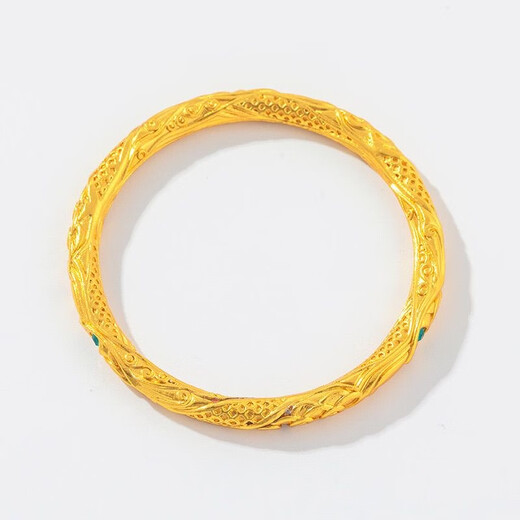 Taijufu Gold-wrapped Silver Universe Circle Bracelet Nezha Same Style Pure Gold Qianxi Couple Gift Universe Circle Size 54 (Thick Gold Layer)