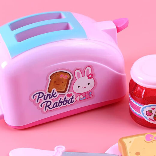 
Pink rabbit children's kitchen toys girls cooking simulation bread machine baby play house boy pizza set Pink YY17081-mini toaster collection