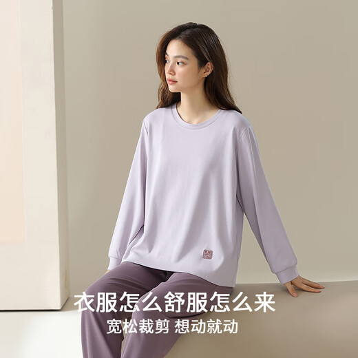 都市丽人女士睡衣女款2025年春秋新款纯棉套头情侣圆领家居服套装 16787男款 M