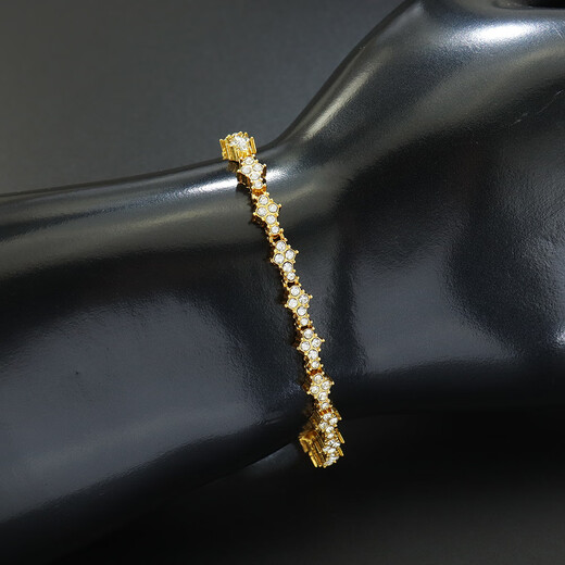 European and American ins style full diamond flower-shaped cross men's and women's trendy tennis chain bracelet bracelet TennisBracelet silver 20cm 8inch ()