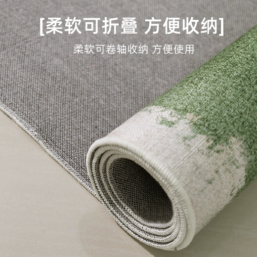 
Yunyunmao carpet living room new high-end green tea table mat with no washing and erasable linen floor mat bedroom Mo-15911 1cm*1cm 140cmx200cm [double-sided anti-slip]