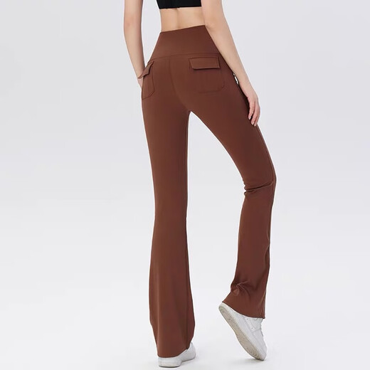 ALO YOGA high-waisted yoga Pilates pants for women, butt lift, outer wear, slimming, elastic micro-flared training pockets, sports tights, off-white pockets, M recommended 100-115 Jin Jin equals 0.5 kg