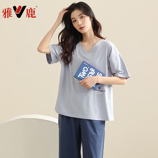 Yalu Pyjamas à manches courtes pour les femmes en été en été coton pur 2025 Nouveau pantalon recadré pour les femmes en été de grande taille de vêtements de maison