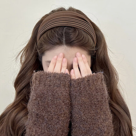 618 Gifts High-end Niche Korean Style Simple Folded Wide-Border Hairpin Headband Women's Retro High Skull Headband Black Striped Folded Headband