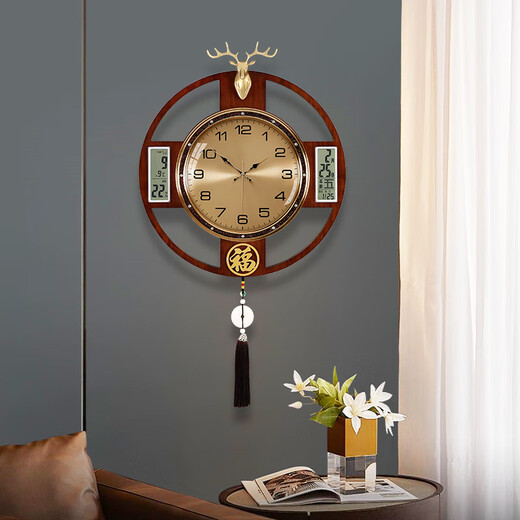 Zhuangshu Wall Clock 2025 New Home Living Room Silent New Chinese Watch Creative Light Luxury Wall Quartz Clock 6227