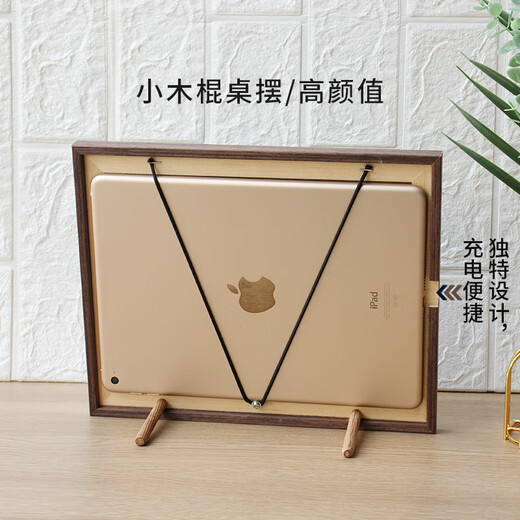 Mini mesa antigua de madera maciza para iPad transformada en álbum de fotos electrónico reloj enmarcado marco de fotos personalizado montado en la pared 027 mesa dorada de borde estrecho **cinta artística ipad_air1-2 Orificio para tarjeta de tamaño A4 19,6*