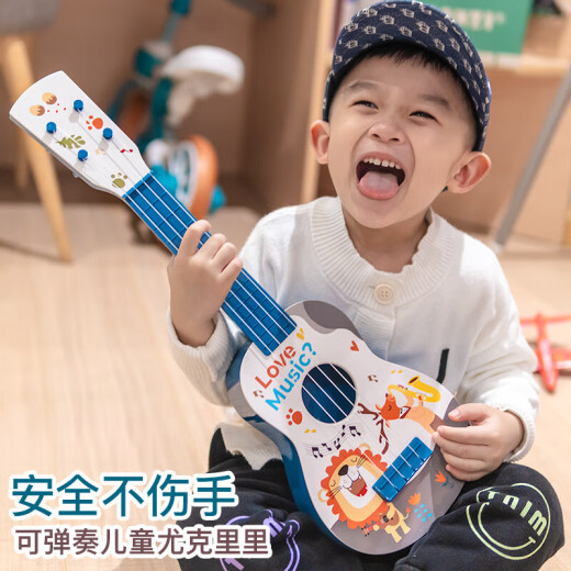 Lanzhiji (Lanzhiji) Детская гитара Toys Ulaulele Маленький гитарный музыкальный инструмент Музыка раннее образование детское день рождения подарка на день рождения 3 года 2025 г. Новое озеро Блю Супермен Льон Лев