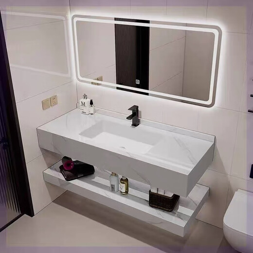 [Slab de roca de doble capa] Basina de lavado sin costura de roca Casina Integrada de lavado de baño de doble capa Basina de lavado de inodoro [elegante y simple] Basina blanca sin costura [inteligente [Sqwy Classic] 60*50 ha vendido 5689 piezas