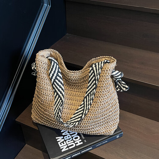 Bolsa tejida de paja de estilo perezoso para mujeres en verano 2025 New Seaside Vacation Bags Versátil