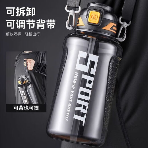Water cup large capacity high temperature resistant sports kettle for boys and girls summer plastic cup tons of space cups black 1500ml