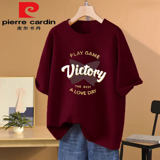 Pier Cardin pesado 100 algodón puro camiseta de manga corta para mujeres 2025 Nuevo verano casual versátil suelto de gran tamaño a media manga top tendy 1049# azul azul marino [100% puro algodón] El flujo de este año [recomendado 80-100Jin [Jin equivale a 0.5 kg]]
