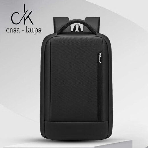 casa-kupsCK新款背包男士感电脑包商务通勤双肩包多功能防水书包定制 6630典雅黑