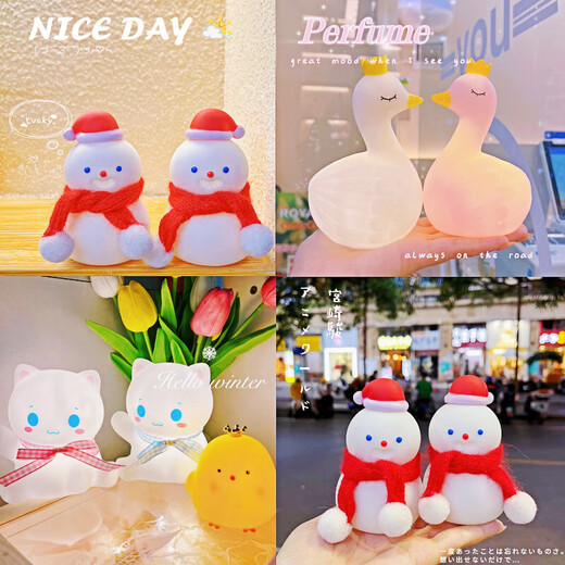 德品diy小夜灯卡通可爱床头氛围灯 儿童摆件宿舍创意小夜灯 1w 丝 039小雪人11cm