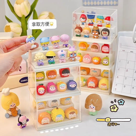 Yingsi style cute display box blind box display rack to store small ornaments hand-made display cabinet acrylic transparent dust-proof storage box large custard 2 pieces