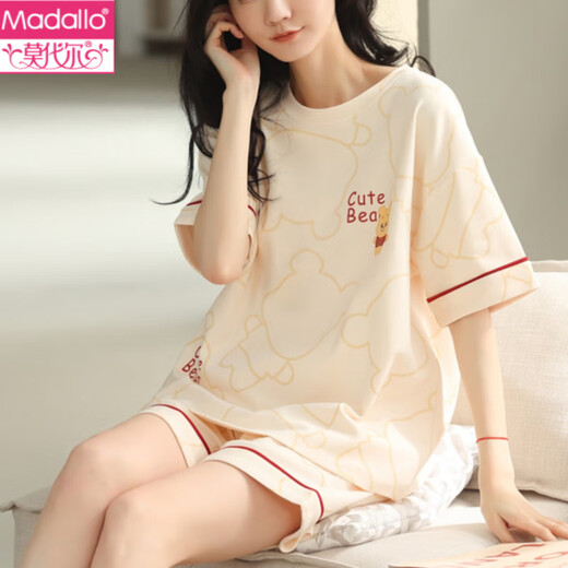 MODAL 2025 Nouveau pyjamas tissé pour les femmes pour les vêtements d'été à manches à manches courts à manches courtes YZT9854 M Modèle féminin recommandé 80-100jin [Jin est égal à 0,5 kg]