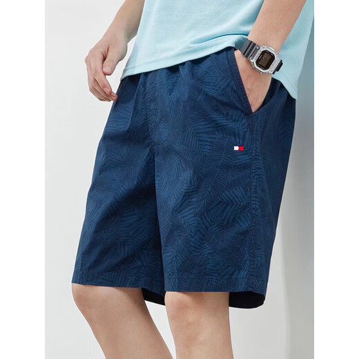 SHANGRANLE Tommy Kelly's same summer five-point shorts casual and versatile loose beach pants for men 9215 dark blue color L Recommended 120 Jin [Jin equals 0.5 kg] 135 Jin [Jin equals 0.5 kg]