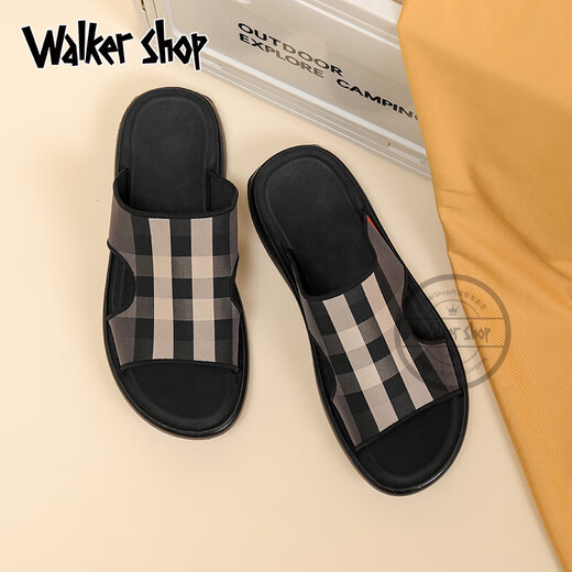 Walker Shop凉鞋男2025新款拖鞋男士凉拖鞋外穿夏季沙滩鞋潮流一字拖防滑拖鞋 黑色 41