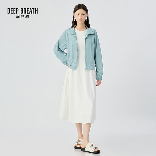 深呼吸DEEP BREATH女装UPF150+立领轻薄长袖防晒服外套女A401453 蓝 M (3)