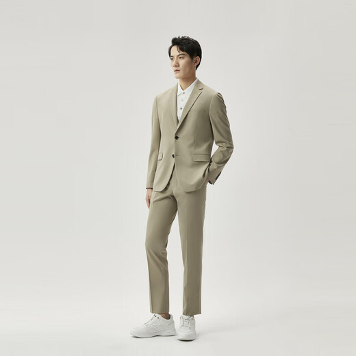 Jinba men's business casual spring and autumn solid color suit men | BSFT1904 Khaki A L