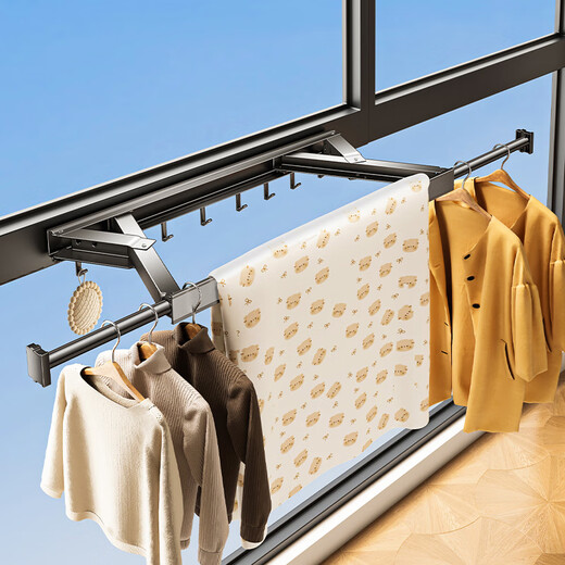 Tiandiyu (TDYU) suction cup folding clothes drying rack invisible telescopic clothes drying pole without punching indoor home balcony quilt drying artifact gun gray invisible clothes drying rack 62cm-120cm