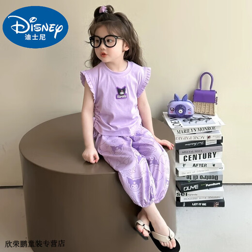 迪士尼宝宝女童夏装套装新款儿童洋气飞袖背心库洛米女宝夏季休闲韩版两件套 紫色  120 建议110-120cm3-4岁 库洛米