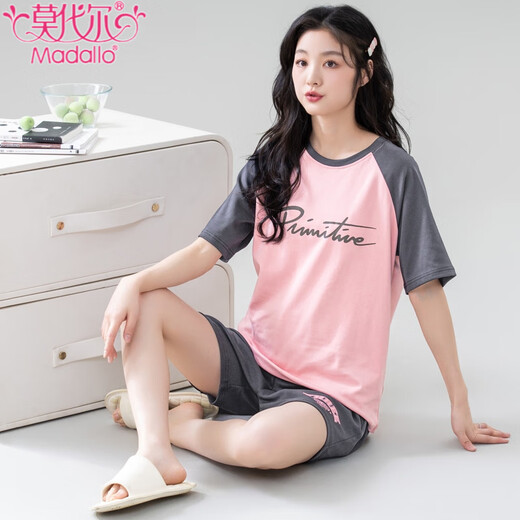 
Modal pajamas for women in summer short-sleeved pure cotton 2025 new Korean style student cute home clothes thin large size two-piece set short-sleeved suit--G6636 M [80-100Jin[Jin equals 0.5 kg]]
