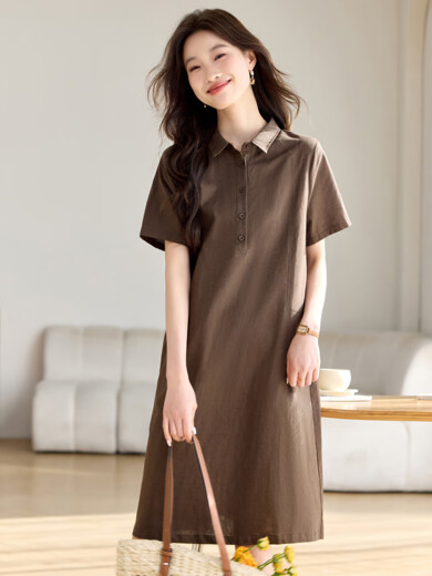 TJQ ​​Luxury High-End-Markenkleid für Frauen 2025 Sommer neuer loser Bauchabdeckung und Abschleife und altersreduzierende modische Rock Marine Blue M Empfohlen 115jin [Jin ist 0,5 kg]