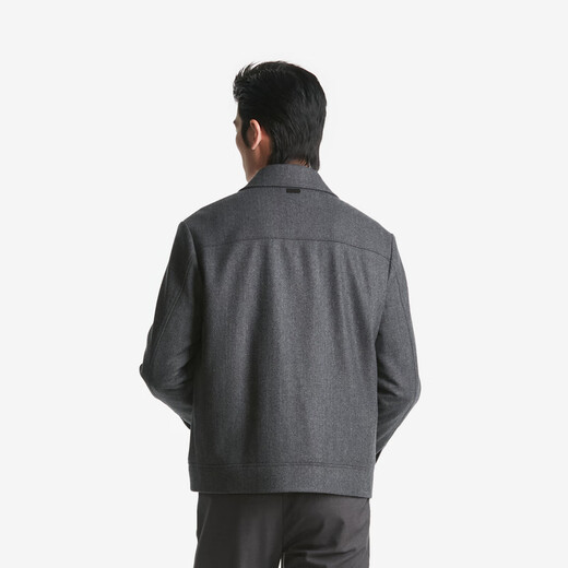 Jinba Herren Herbst- und Winter -Revers -Lupe -Woll -Woll -Jugend dünne Wolljacke Herrenjacke Herren BBWT3232 Kiln Grey XL