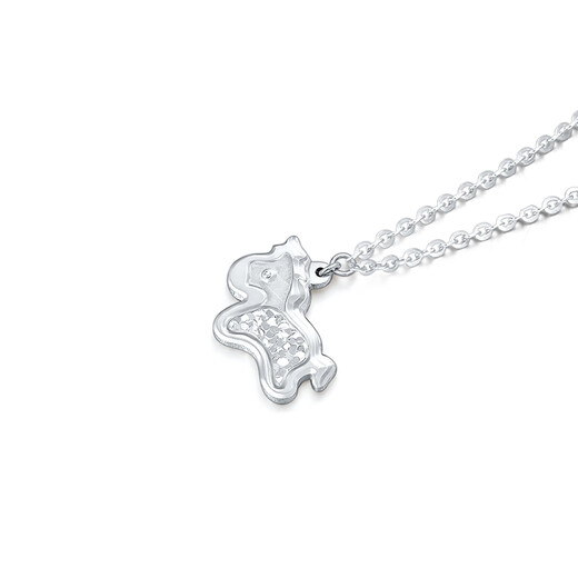 Mengjinyuan Platinum Crushed Ice Unicorn Copper Coin Necklace Chain Pony Zodiac Horse Gift for Girlfriend Weight Approximately 5.55g Chain Length Approximately 45cm