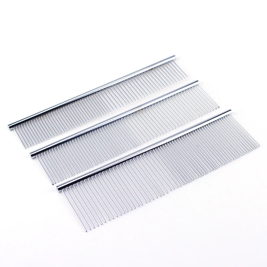 Pet-specific comb, electroplated stainless steel, dog comb, dense-tooth comb, dog comb, cat grooming comb, large size