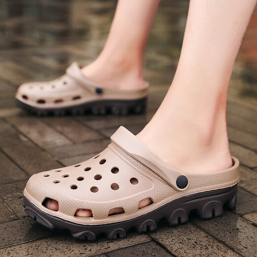 Ningmeng Big Foot Wide Foot Hole Shoes Sandals de tamaño extra grande para hombres Sumanes sin deslizamiento sin deslizamiento de doble uso de doble uso más zapatos de playa grasas y más grandes S9859 Azul oscuro 37
