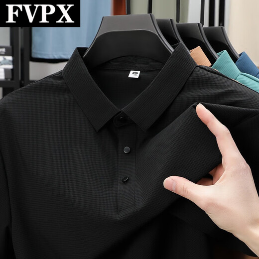 FVPX Luxury Luxury Brand haut de gamme Polo à manches courtes pour hommes T-shirt Business à revers à rayures Été pour hommes Cool Casual Top 12357 Gris foncé 3xl recommandé 165-180Jin [Jin est égal à 0,5 kg]