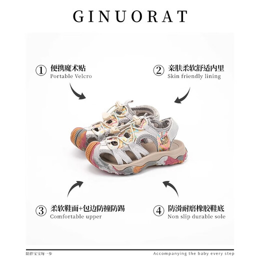 Chino Mouse Official Authentic Children's Sandals 2025 Summer Boys' Toe-Toe Guard Breathable Girls Non-Slip Toddler Shoes Purple Size 25 (Inner Length 15.8cm Suitable for Feet Length 15.3cm)