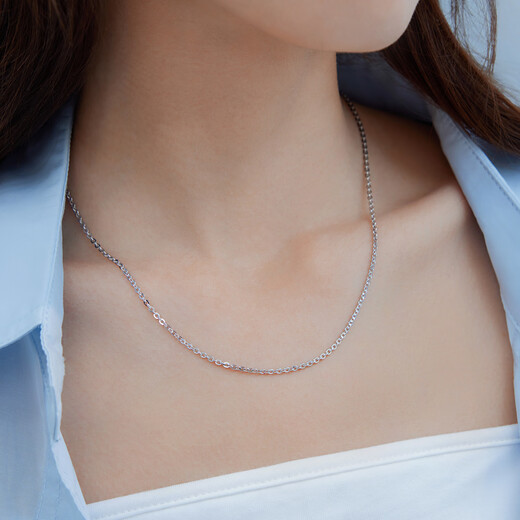 Lukfook Jewelry platinum necklace O-shaped chain platinum 950 plain chain clavicle chain price about 7.41 grams