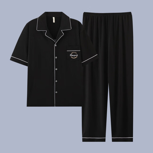 QLTQZQ PAJAMAS Men's Men's Summer Summer Summer delgada de algodón de algodón delgada de algodón de algodón de algodón de algodón de cola de hombres y primavera de primavera y verano en casa G3884 Azul (manga corta) 175 L [recomendado 100-120 Jin [Jin equivale a 0.5 kg]]