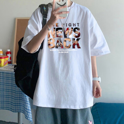 Sept t-shirts à manches courts de Wolf American Wolf Court-manche à manche à manche à manche et à manche décontractés en ligne [3888 * SLAM DUNK] Black 3xl 160-180Jin [Jin est égal à 0,5 kg]
