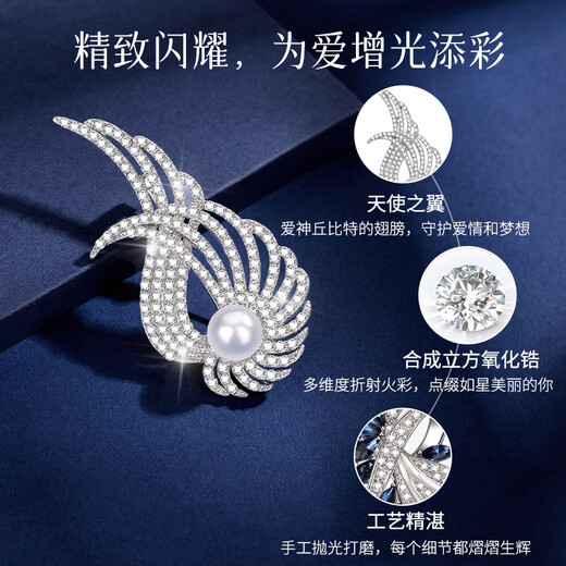 Huaying (HUAYING) Light Luxury High-end Brooch Ladies Corsage Set Gift Box Jewelry Anniversary Birthday Gift for Girlfriend and Wife Light Luxury and Elegant *Angel Wings Brooch*Exquisite Gift Box