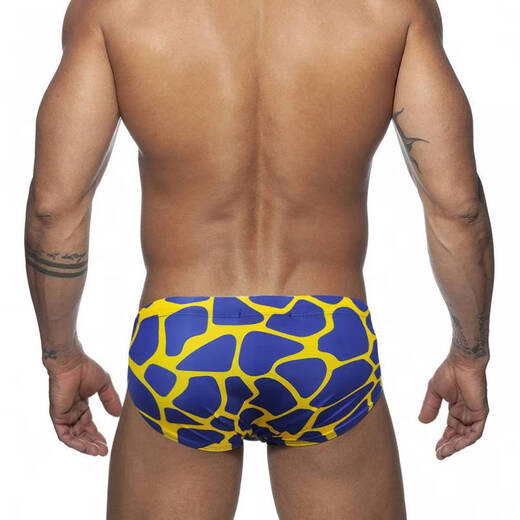 Nanbomaru Men's Geometric Pattern Swim Briefs Printed Fashion Blue Versatile Polyester Pool Equipment Student Trendy Swimsuit Dark Blue M