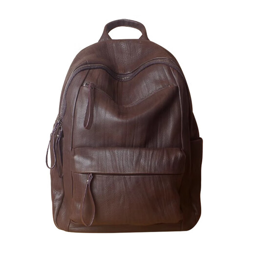 OULUNCHI (OULUNCHI) leather backpack men's large capacity backpack head layer cowhide schoolbag travel men's leather business computer bag brown 33*12*44CM